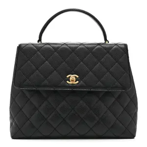 Pre-owned CHANEL Leather Handle bag Caviar Quilted Jumbo Kelly Flap Black 4000027022517