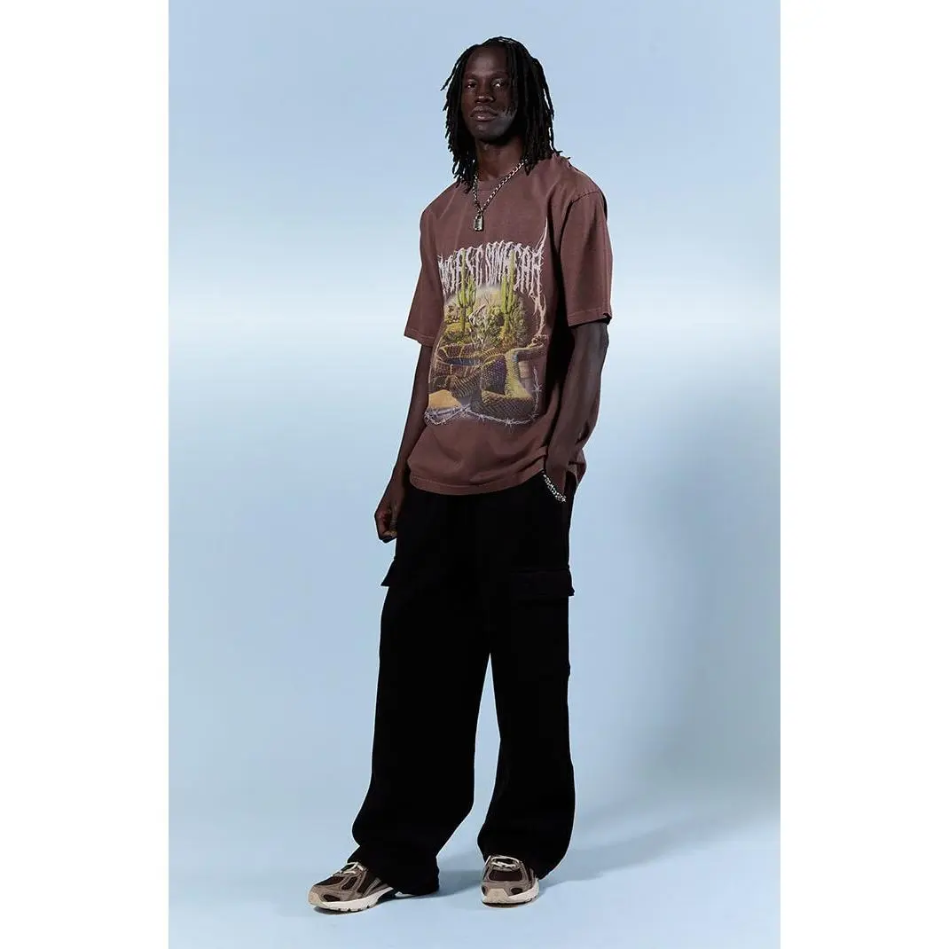 Pacsun Men's Black Fleece Extreme Baggy Cargo Sweatpants