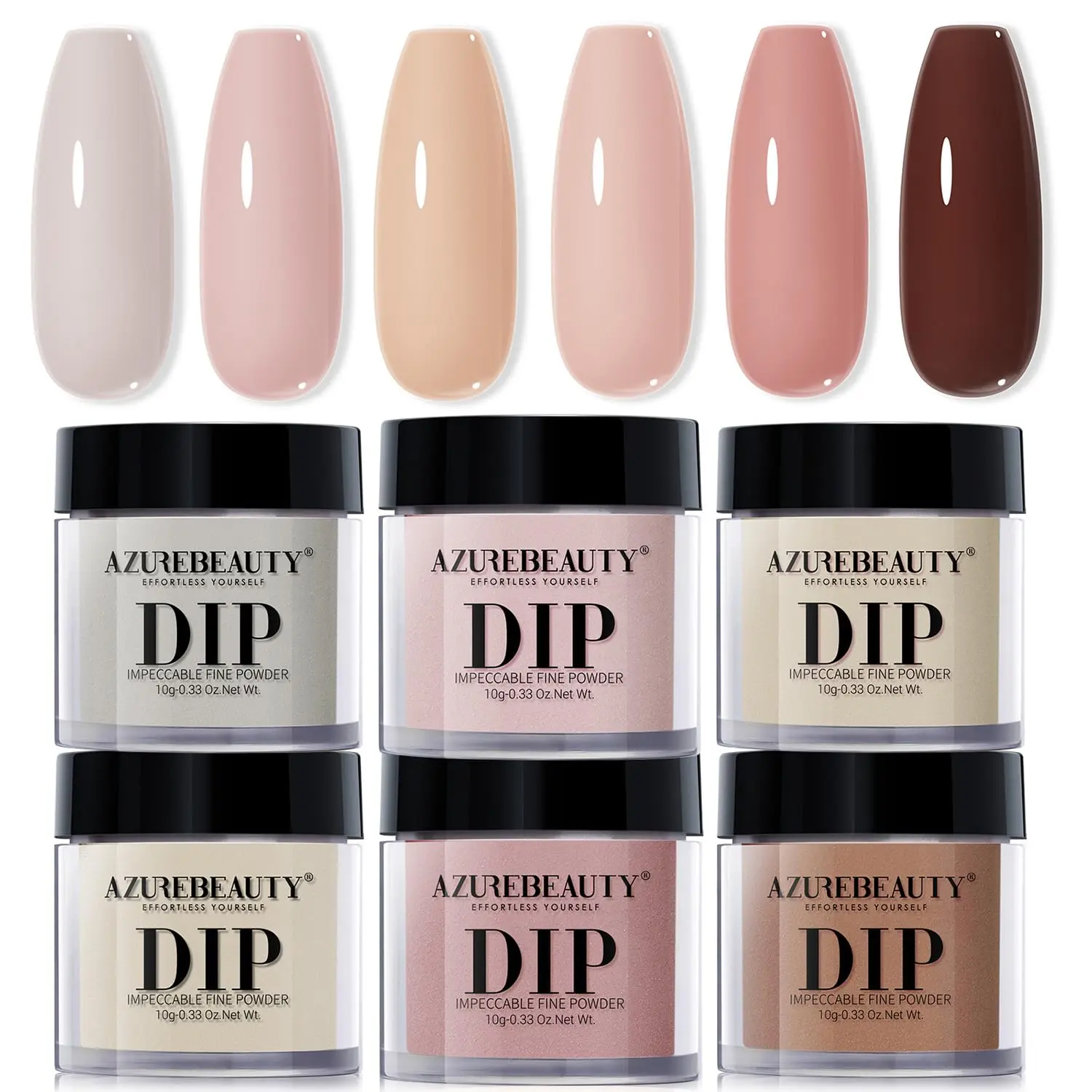AzureBeauty Dip Powder Nail Set,Nude Brown 6 Colors Skin Tones Natural Dipping Powder French Nail Art Starter Manicure Salon DIY at Home, Nail Care, Cosmetic