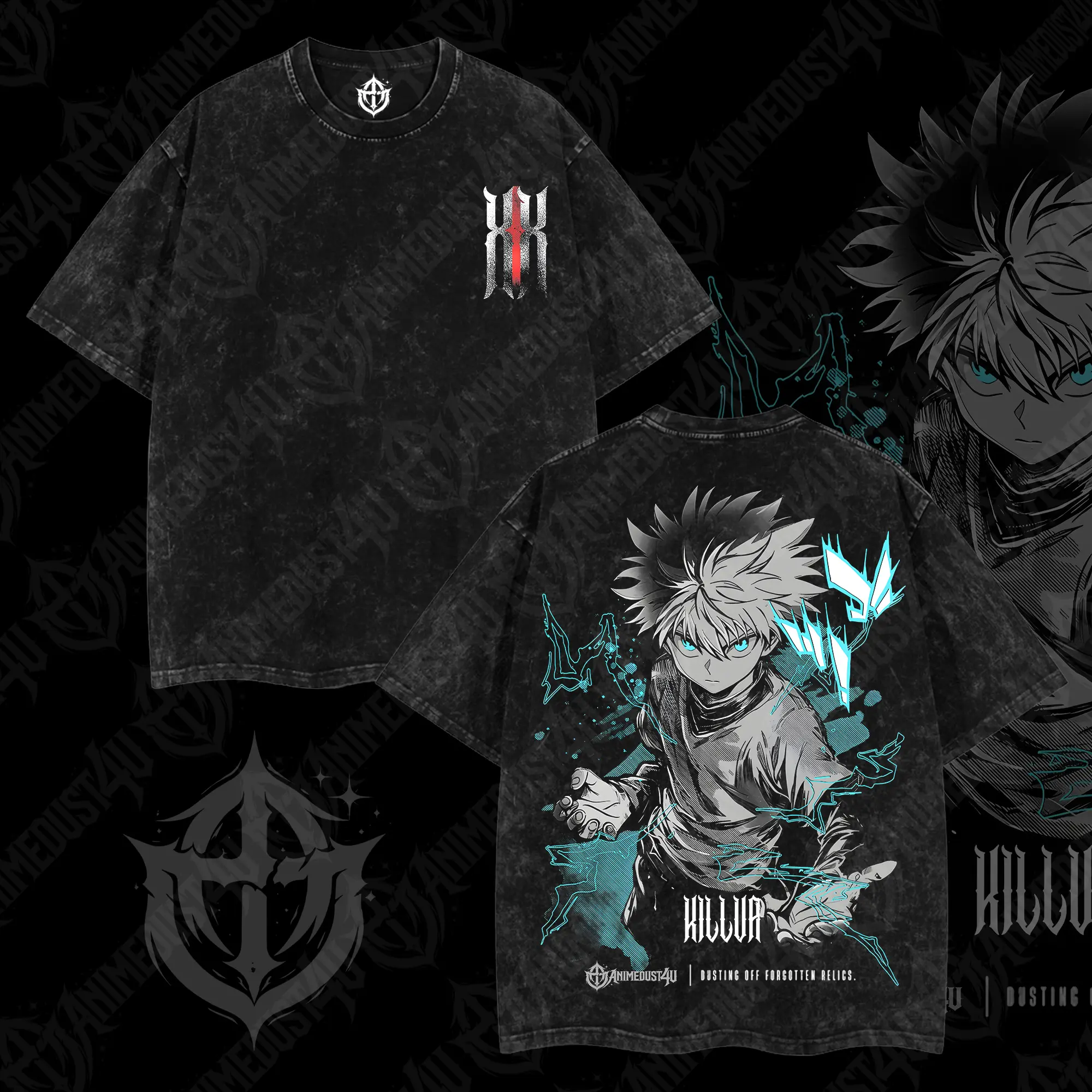 Oversized T-Shirt for Men, Classic Hunter x Hunter Killua Graphic, Streetwear in 230gsm Premium Cotton, Pre-Washed Seamless Short-Sleeve, Tshirt, Top, Shortsleeve, Tops, Apparel, Menswear, Clothes, Soft, Pre-Washed Soft, Chinese New Year