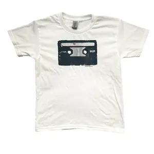 Cassette Tape Baby Tee, Retro Graphic Tee, Handmade Screen Print Shirt, 90s Y2K Vintage Style