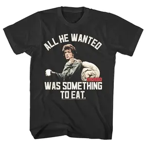 Rambo - Something to Eat Sylvester Stallone First Blood Cotton Fabric T-shirt