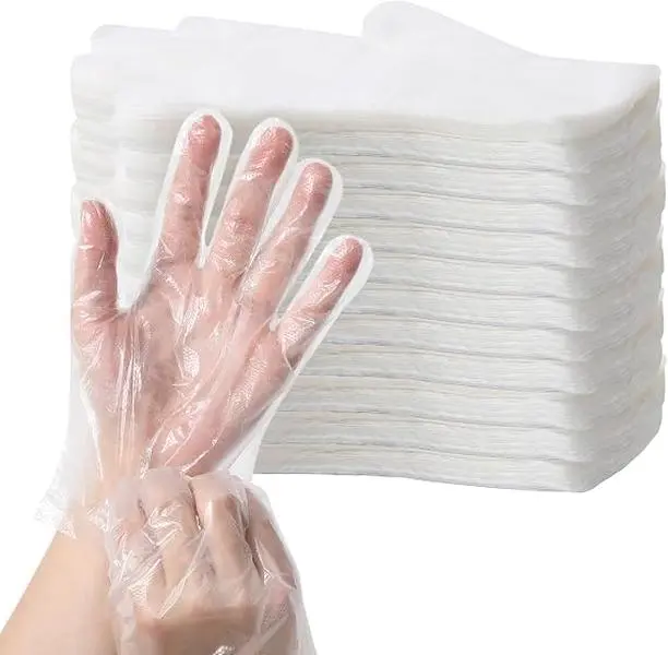 500 Count Disposable Plastic Poly Gloves - Food-Safe, Latex-Free, Powder-Free, Waterproof Work Safety Equipment for Work, Cooking, One Size Fits Most Household Needs, Gloves For Work