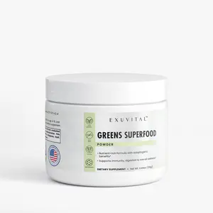 Exuvital Greens Superfood Powder - Nutrient-Rich Formula with Barley Grass, Spirulina, Green Tea & More for Daily Health & Wellness