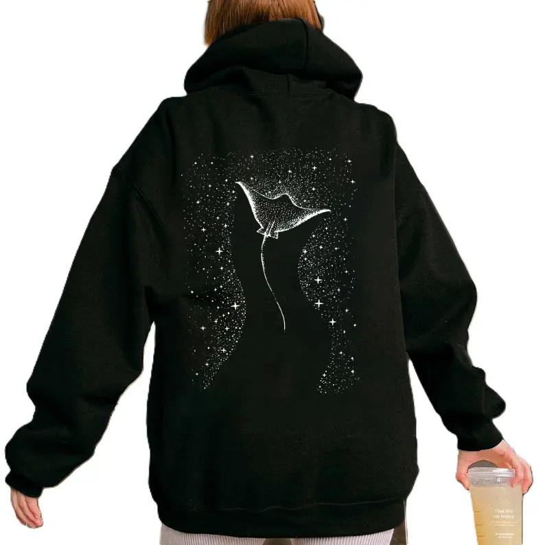 Manta Ray Hoodie, Stingray For Ocean Lovers, Beachy Girl Gift, Coconut Women Hoodie, Sea Life Hooded, Biologist Gifts Cotton Fabric