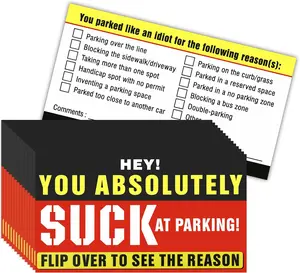 100 count Bad Parking Cards You  Suck at Parking Cards Funny Parking Violation Tickets with Multi Violation Reasons Bad Parking Stickers for Bad Parking Notes Warnings, 3.5 x 2 Inches