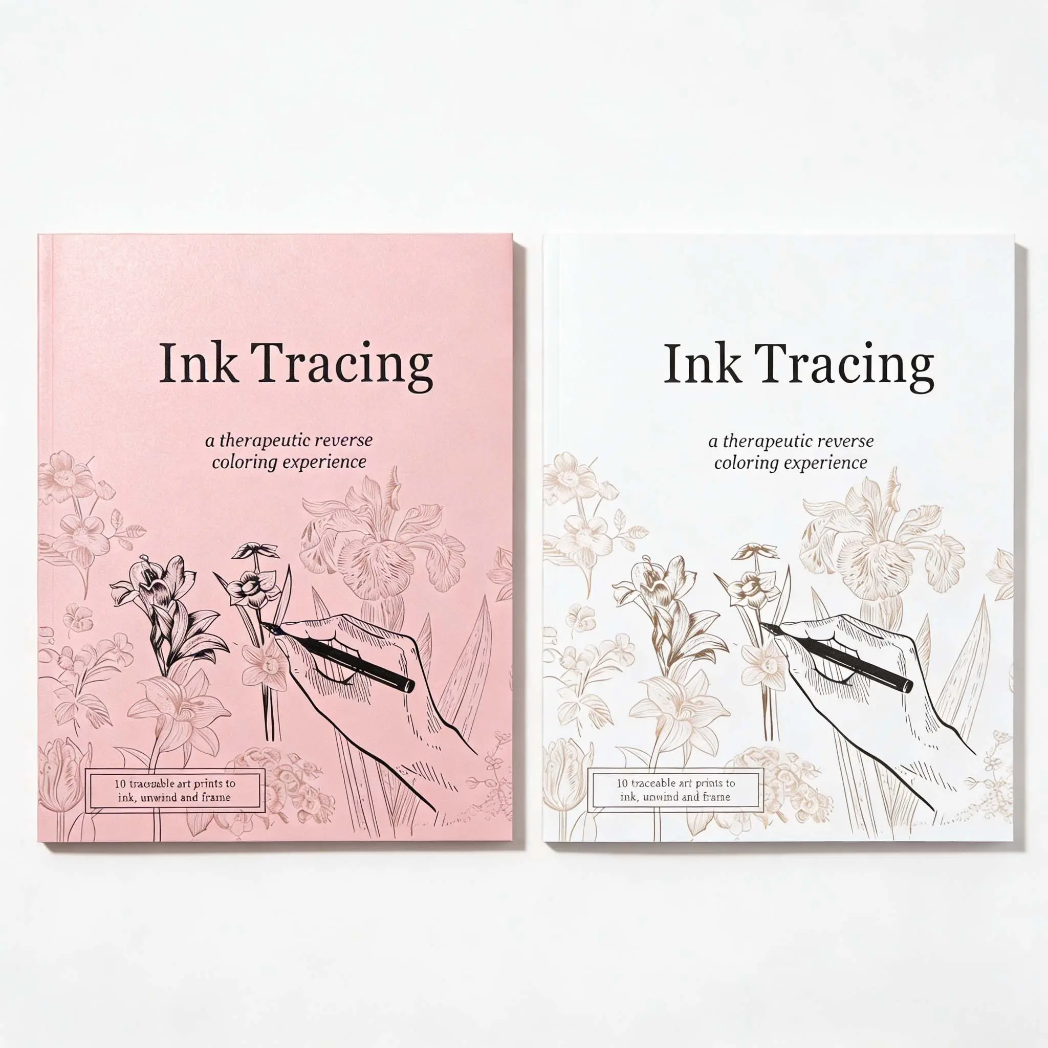 Unique Ink Tracing Coloring Book Outlines, Reverse Coloring Book Concept, Pen Ink Art Fantasy, Suitable for All Ages, Flower Coloring Book, Coloring Gift Book, Ink Tracing Coloring Experience, Therapeutic Reverse Coloring Experience, Artist Hand Drawn
