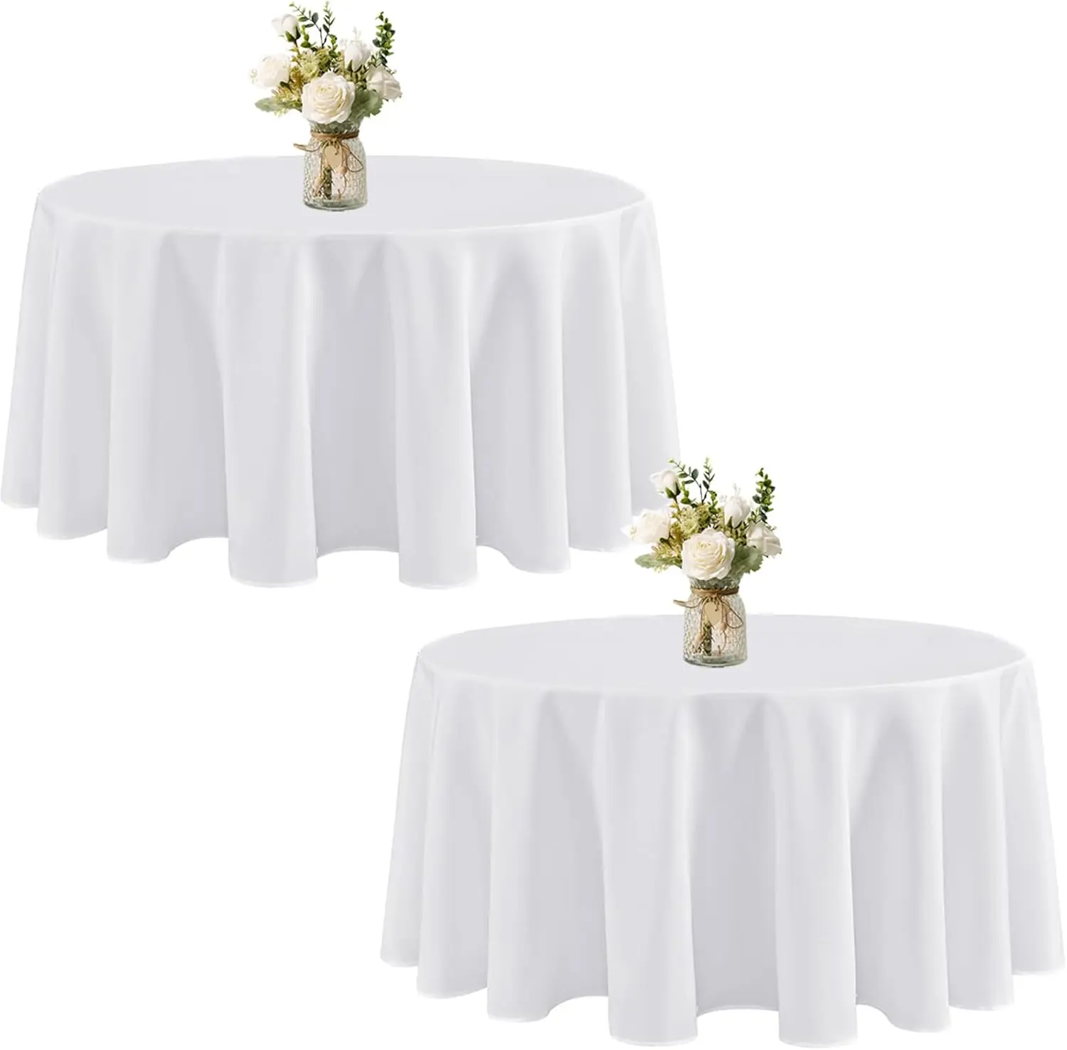 120 Inch Round Tablecloth 2 Pack,White Table Cloths Washable Table Cloth Cover for Wedding Reception Banquet Birthday Buffet Restaurant