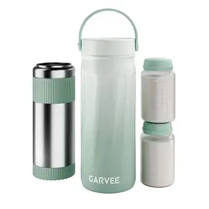 Portable Breast Milk Cooler – 360° 24-Hour Cooling – Includes 2 Pcs 300ml 316 Stainless Steel Bottles – BPA-Free – Baby Milk Storage & Carrying – Built-In Milk Warmer – Perfect for Busy Moms