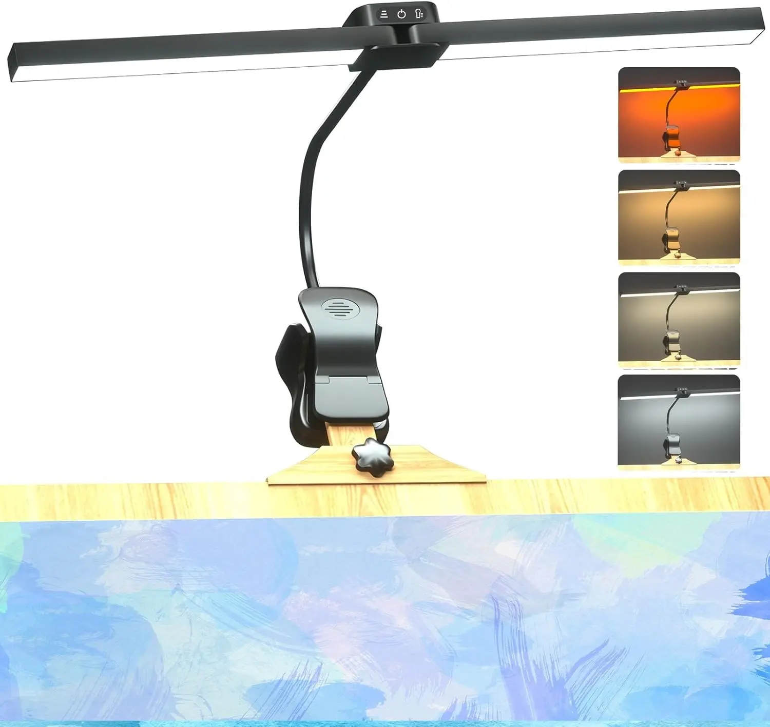 Rechargeable Clip-on Easel Light for Painting, 64 LEDs 4 Color Modes 3 Brightness, Eye-Care Cordless Easel Lamp for Artists Drawing Art Studio, Memory Function & Touch Control
