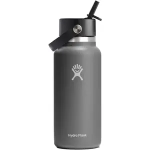 Hydro Flask 32 oz Vacuum Insulated Stainless Steel Water Bottle Flask - Flex Cap with Strap - Wide Mouth W32BF