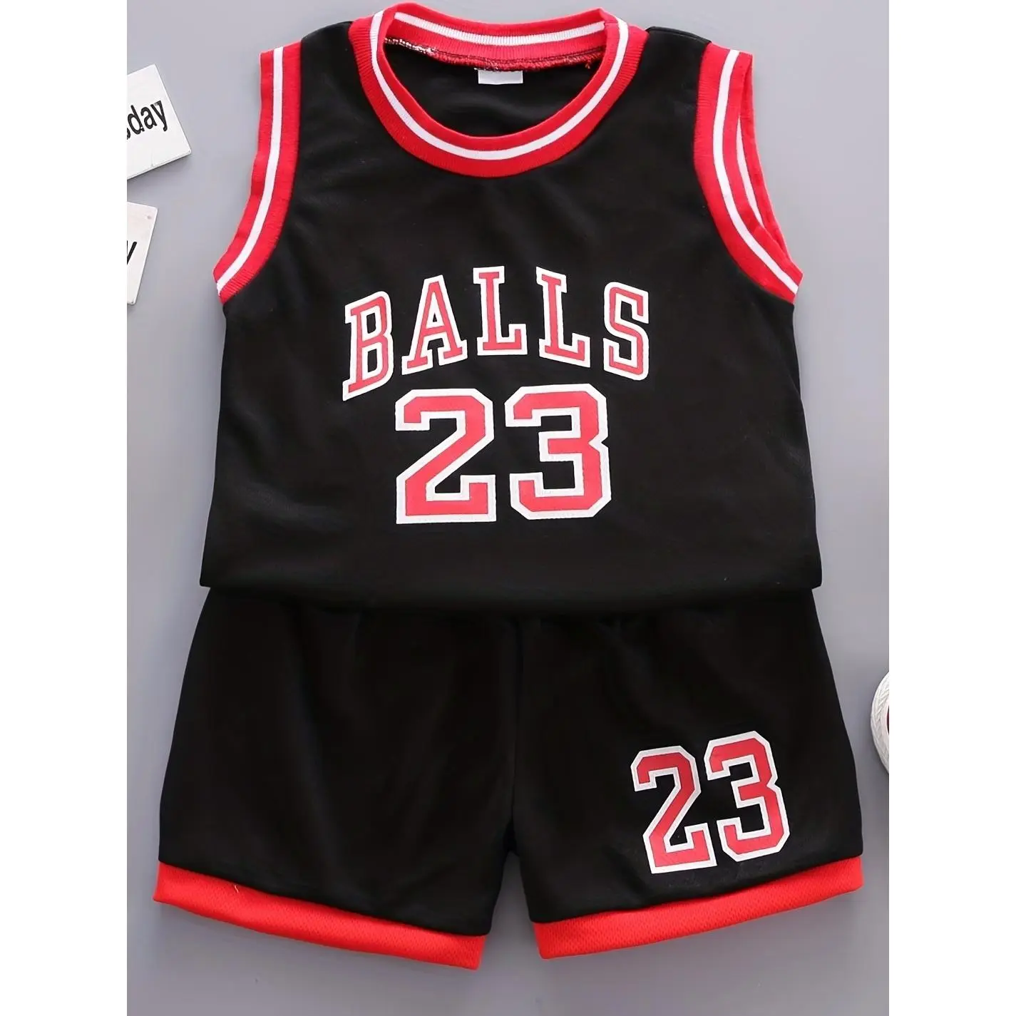 Boys' 2-Piece Basketball Outfit, Casual Letter Print Sleeveless Vest & Shorts Set, Loose-Fit Polyester Spandex, Machine Washable for Summer Sports, Male, Vest Jacket, Polyester Blend, Child Sizes, Male Boys, 5 Spandex, 5-6Y, Outdoor Wear, 95 Polyester Fib