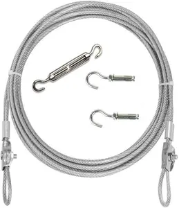 Clothesline, Stainless Steel Clothesline Wire Outdoor Cable Wire Rope Laundry Hanging Drying with Tightener System Multipurpose forOutdoor/Indoor/Home/Drying (Ft)