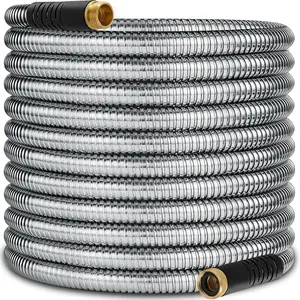 100 ft Stainless Steel Garden Hose - 2026 New Upgraded Metal Water hose - Flexible Water Hoses Pipes with Latex Core, 3/4" Solid Brass Connector - No-Expandable Watering Garden Hoses