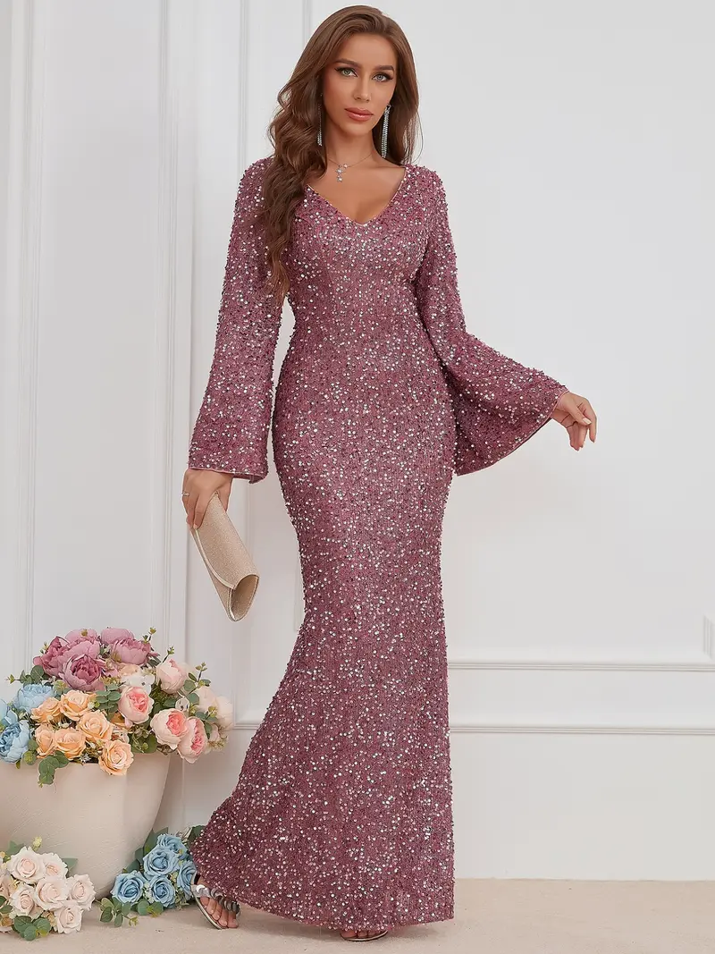 black lace long formal dress Black Lace Long Sleeves V-neck Sheath With Front Slit Formal Dresses, CP1042