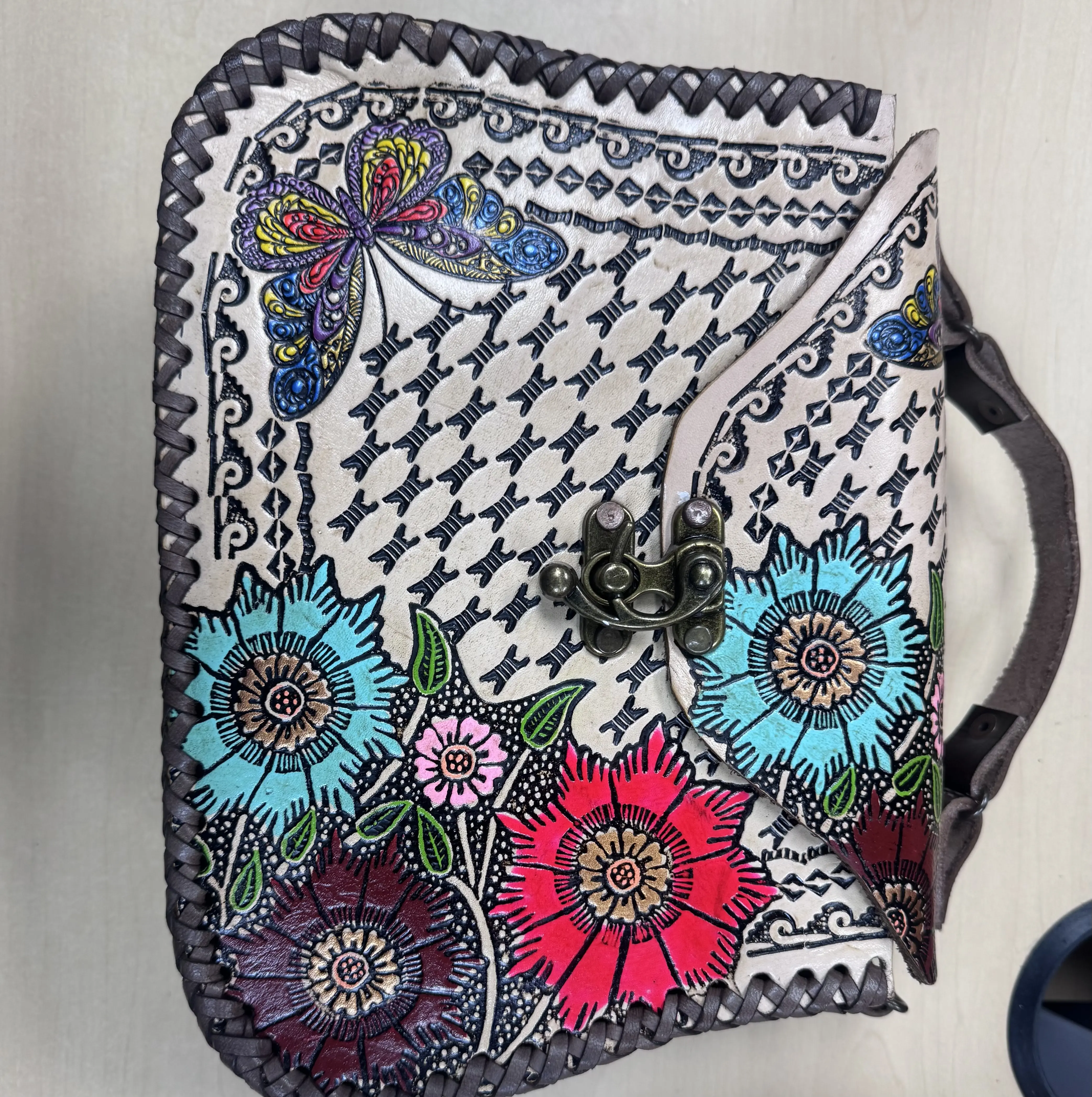 Women's Handmade Crossbody & Shoulder Bag with Butterfly Accent