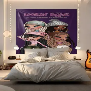 Bratz Doll Cartoon Pattern Tapestry For Home Decoration, Fashionable Room Flag, Unique Wall Art For Living Room And Bedroom, Gifts For Teenagers And Adults, Funny Tapestry, Wall Tapestries