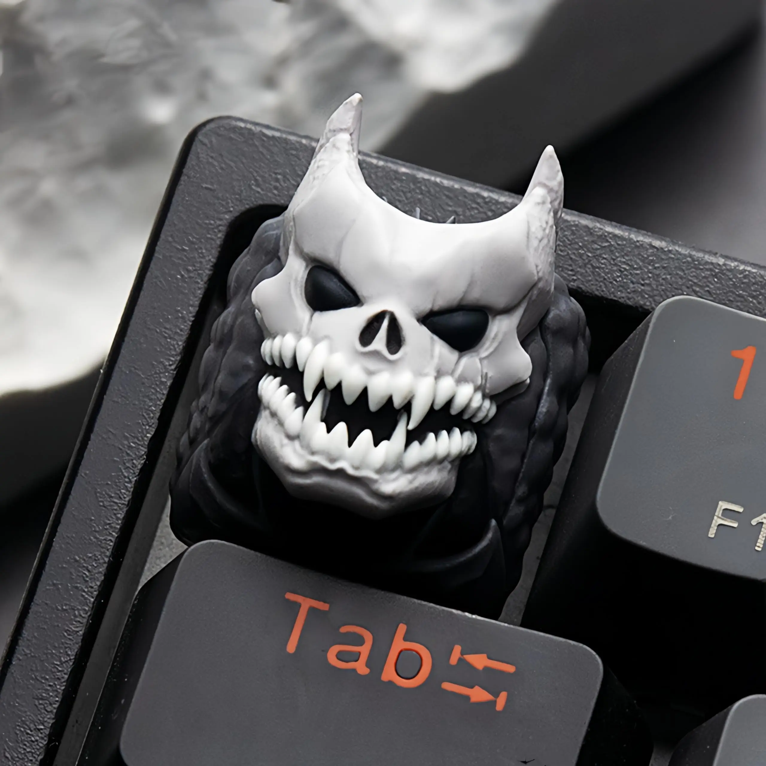 ULTRAEQUIP Artisan Resin Keycaps - 1U Cherry Profile, Spider Design, Anime Monster Theme, Includes Esc Key, Universally Compatible for Mechanical, LED Keyboards & Setup