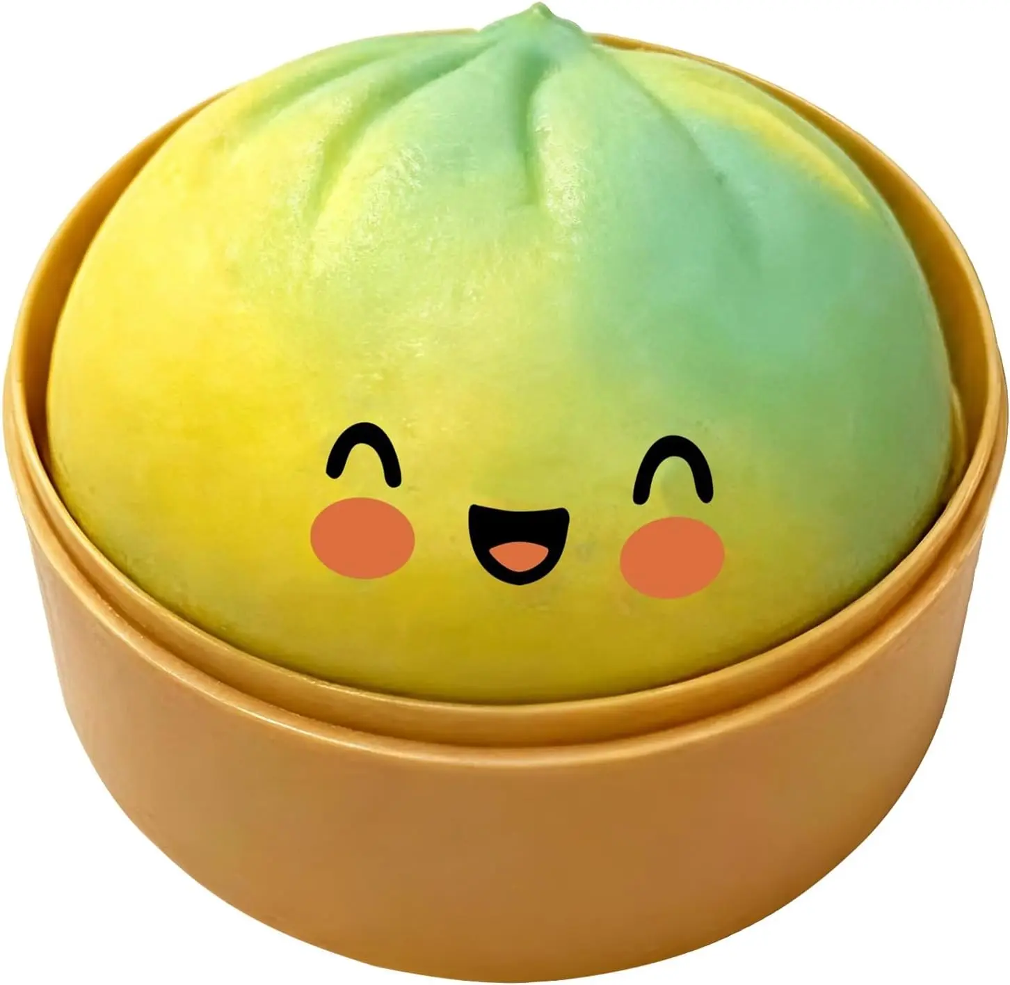 Realistic Steamed Bun Squeeze Toy, Soft TPR Stress Reducer and Sensory Fidget Tool with Mini Steamer Case, White, 1 Set, for Kids and Adults Yellow