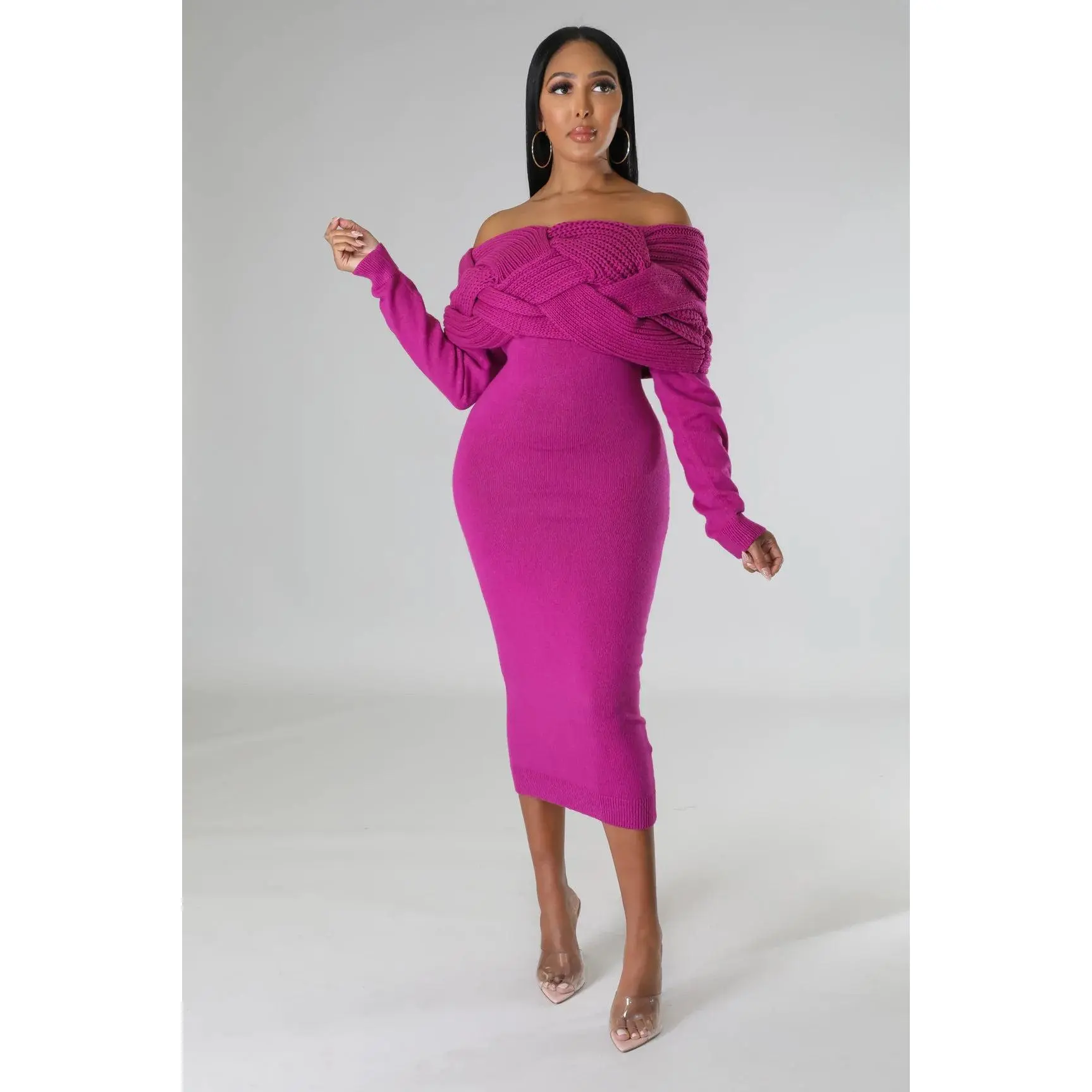Myra Knit Dress Magenta
