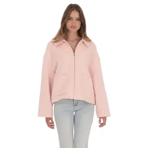 Fuzzy Zip-Up Jacket in Pink