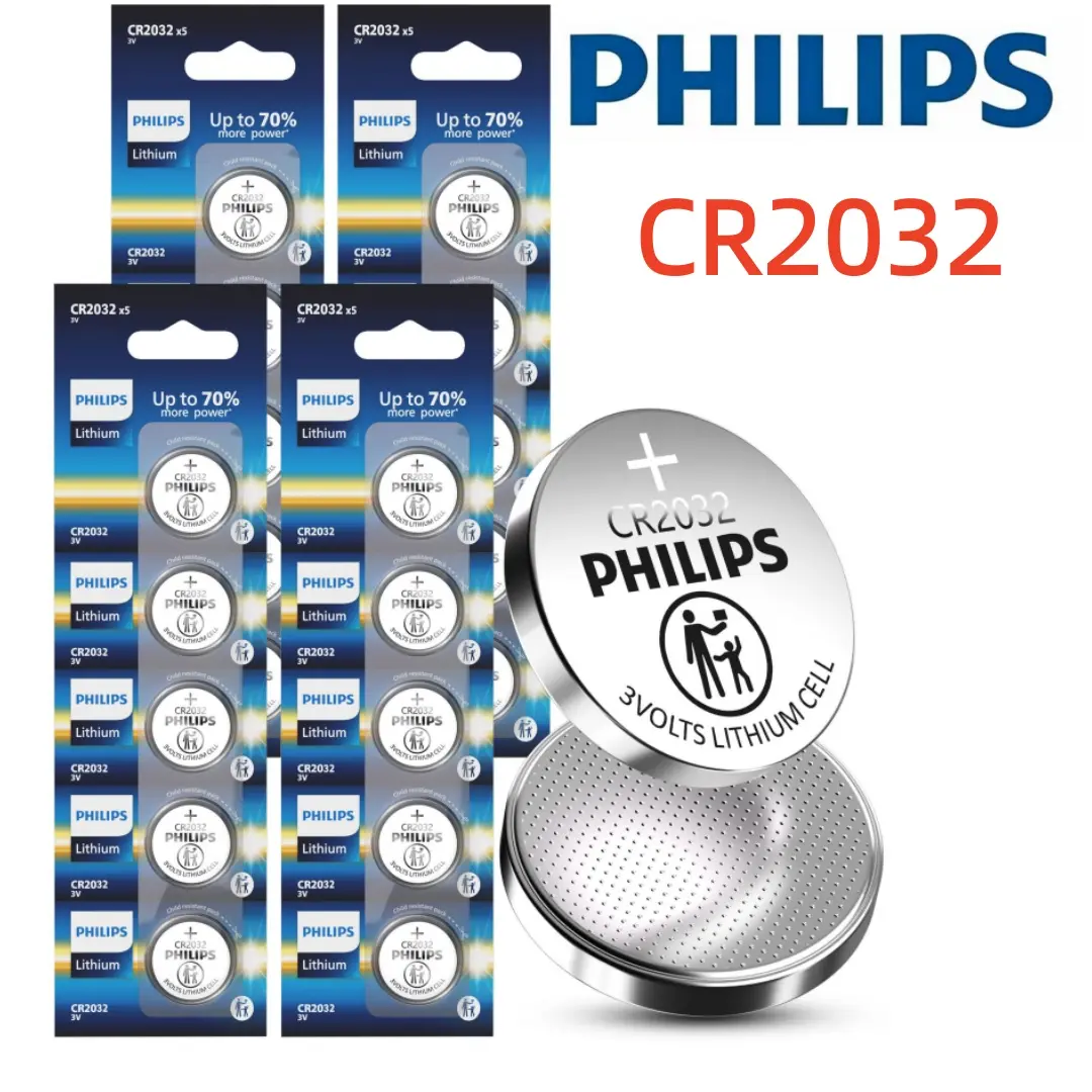 PHILIPS CR2032 3.0V Long-Lasting Lithium Coin Cell Batteries (2026 New Version) - Replacement for Apple AirTag, Car Remote Key, Walkie-Talkie - 5/10 Pack Options Smartphones
