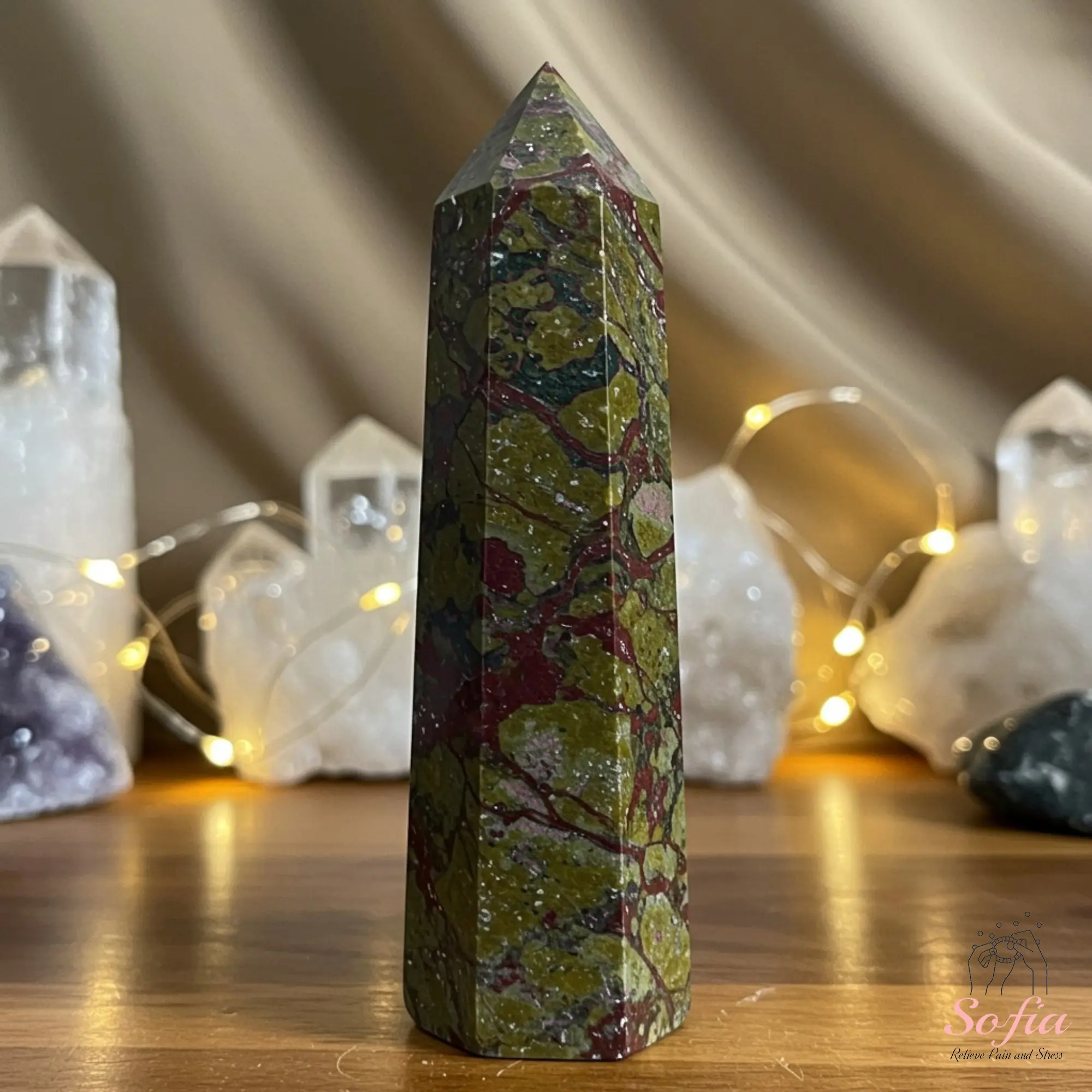 Natural Dragon Blood Jasper Natural Crystal Stone Single-Point Wand Obelisk Mineral Specimen, Home Desk Meditation Decoration, Meaningful Gift for Crystal Enthusiasts, Natural Crystal Stones