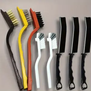 8 Pack Multi Use Crevice Cleaning Brush Set Elbow Brush, Long Handle Brush, Durable Hard Bristle Brushes for Kitchen, Bathroom Window Tracks, Groove, and Detailing Essential Household Cleaning Supplies