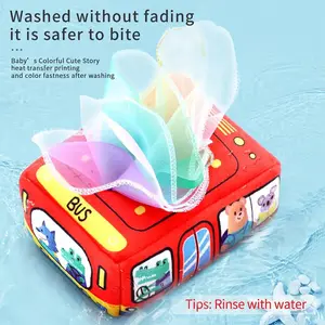 Baby Early Education Toy, Newborn Baby Wipes Box Mirror Cloth Book, Infant Toys for Babies 0-6 Months, Unisex Educational Gift