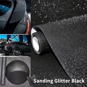 Matte Frosted Sanding Glitter Black Vinyl Wrap Film With Air Release Self Adhesive DIY Car Motorcycle Bicycle Internal External, Sticker For Cars Vinyl Decal Sticker