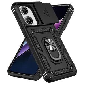 Case For Poco X7 PRO Camera Lens Cover Phone Case with Ring Stand Armor rotate Shockproof Cover