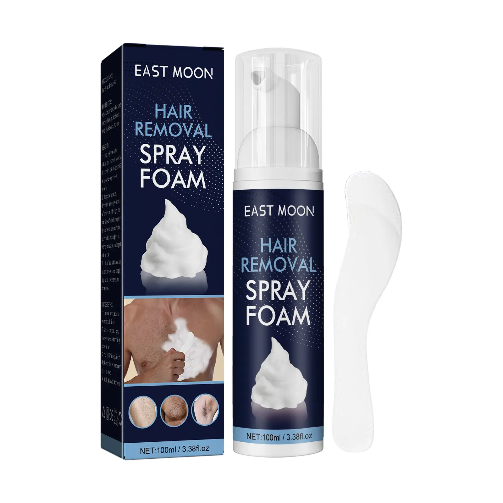 Men's Hair Removal Spray Foam - Plant Extract Soothing Depilation Spray Painless & Gentle Depilatory Cream for All Skin Types - Effective for Armpits, Chest, Back, Legs & Body