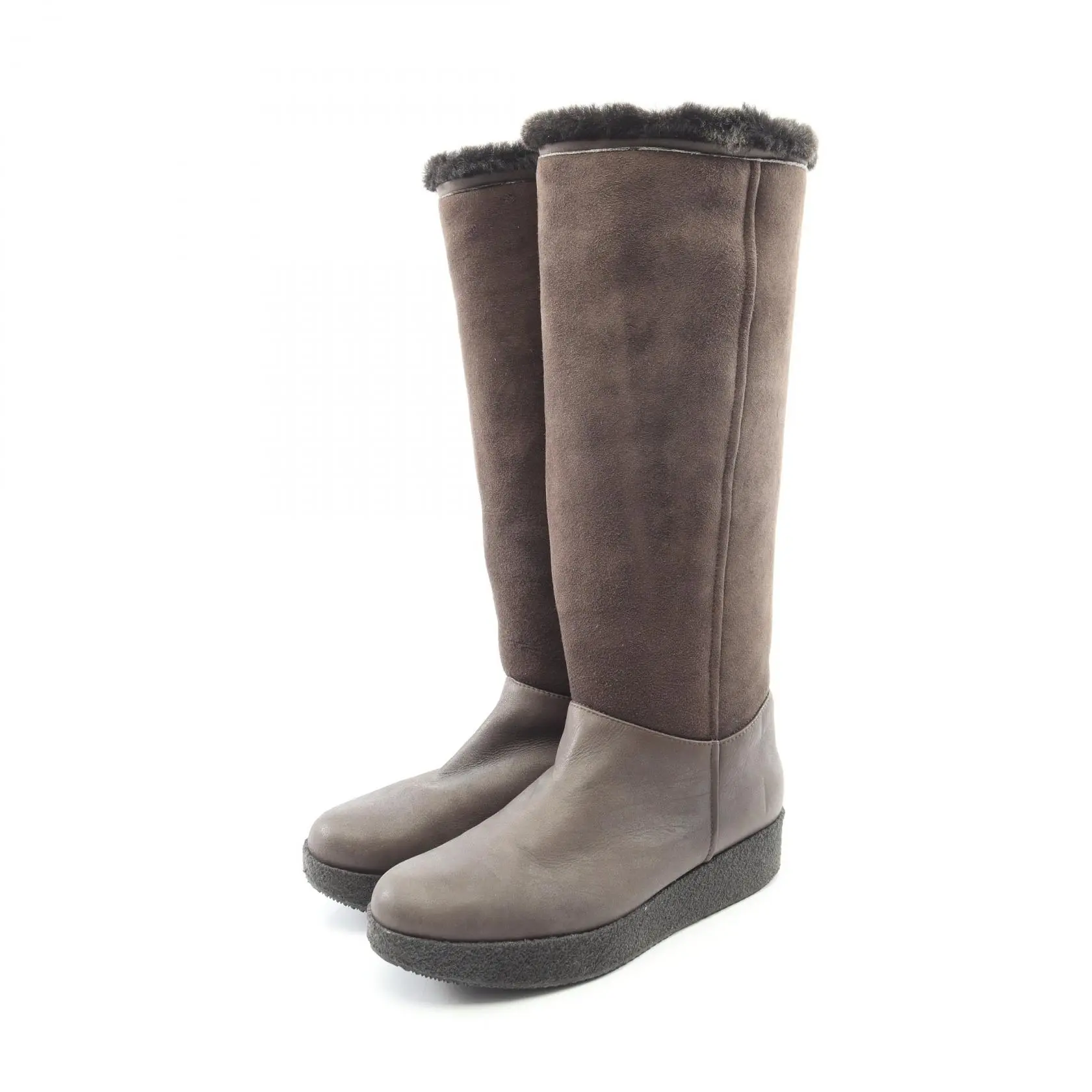 Pre-owned Giorgio Armani Other Small Leather Goods Shearling Long Boots