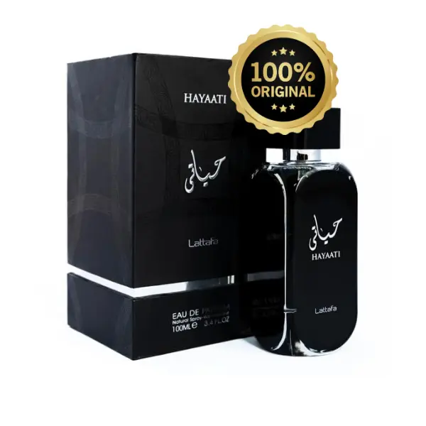Lattafa Perfumes Hayaati Unisex EDP Spray - 3.4 oz-100ml, Luxurious Fruity Citrusy Spicy Scent with Musk, Powder, Vanilla & Wood Notes, Long-Lasting Fresh Vibe, High Concentration of Fragrance Oils, 5-Year Regular Edition Cologne