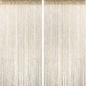 2 count Light Brown Glitter String Curtains, 39x79 Inch Doorway Beads Curtains, String Curtain for Doorway, Room, Closet Partition, Windows Wedding Party Boho Tassel  Decoration