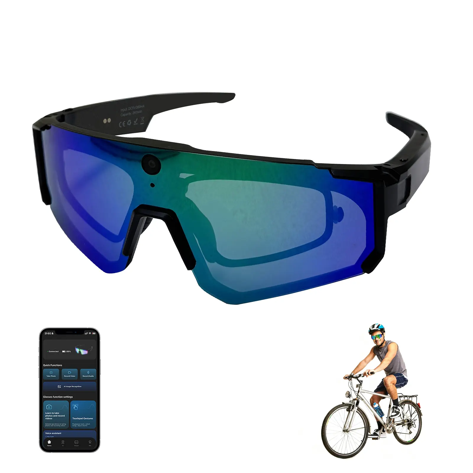 Al Smart Glasses with Camera 4K, 8MP HD POV Video Recording Glasses with Camera, Built-in Storage(No SD Card Needed), Wearable Tech Bluetooth Sunglasses for Outdoor Sports Cycling/Skiing/Running Father's Day Gift,back to school,back to school haul