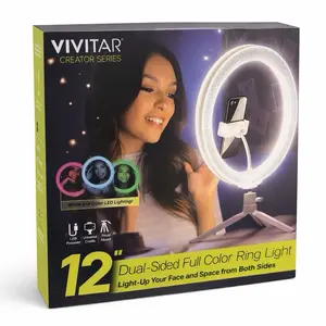 Vivitar 12” Dual-Sided Full Color LED Ring Light with Tripod & Phone Holder