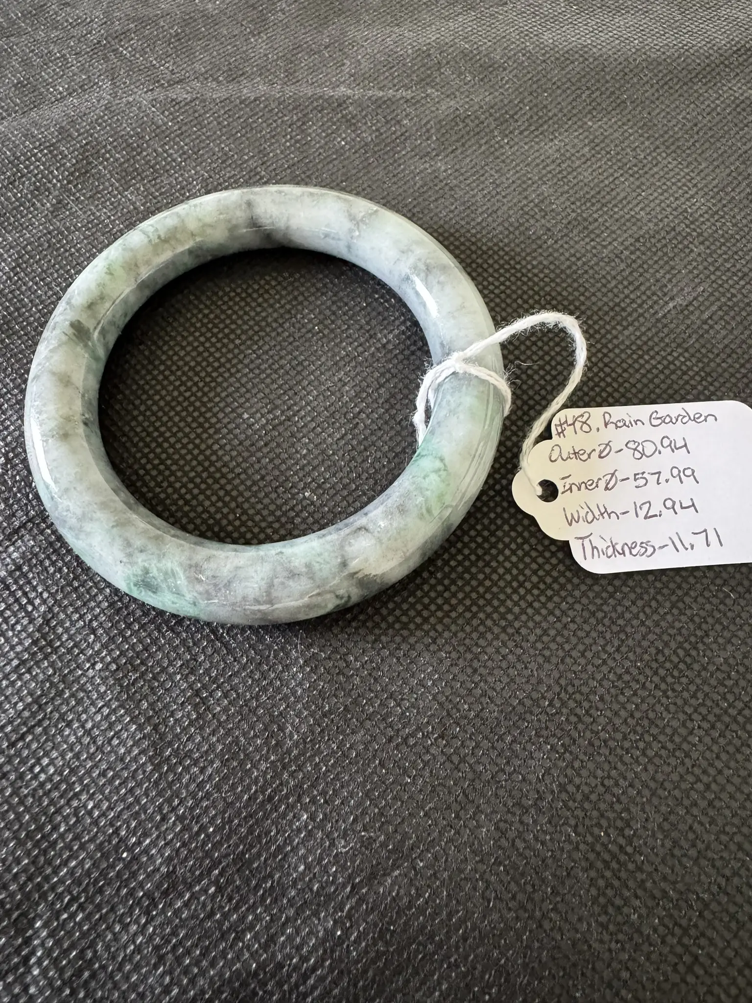 Natural Grade A Jadeite Jade Bangle | Rain Garden | Size M (57.99 mm)