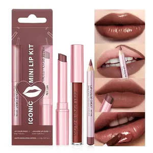 3PCS Lip Liner and Lipstick Combo Set - Matte Lip Liner Pencil, Velvet Matte Lipstick & Hydrating Collagen Lip Gloss - Long-Lasting, Smudge-Proof