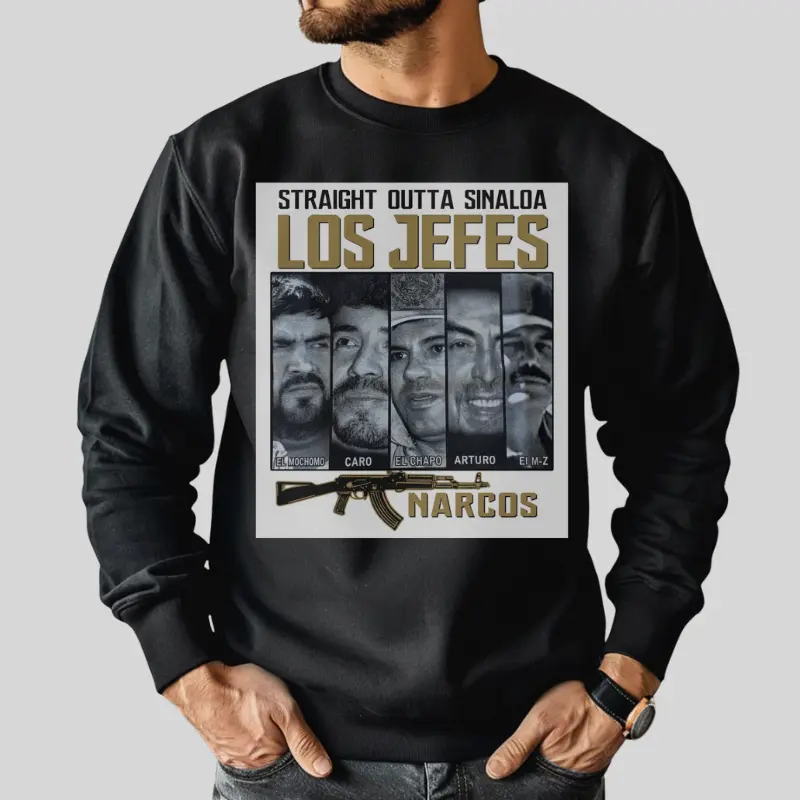 Men's Sinaloa Pride Graphic Hoodie Tops - Long-Sleeve All-Cotton Customized Character-Based Sweatshirt, Round Neck Digital Print, Straight Outta Sinaloa Los Jefes Menswear, Casual Mexican Corrido Style Adult Sweatshirt, Customized Men's Sweatshirts