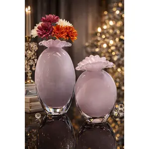 Pink Glass Vase Set - Elegant Multipurpose Accent for Contemporary & Traditional Interiors - Polished Finish on High-Quality Glass - Perfect for Flowers or Solo Display
