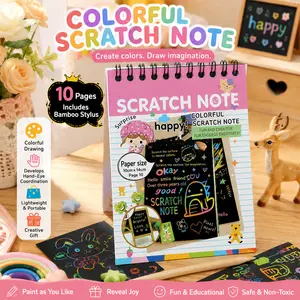 JUPITEARTH Rainbow Scratch Art Paper Notebook for Kids - 1 Pack Mini Magic Scratch-Off Doodle Note Pad Craft Kit, Portable Toddler Travel Toy, Birthday Gift