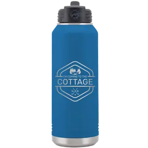Personalized I'm Coming to the Cottage (Trees) 32 oz Water Bottle | Royal Blue