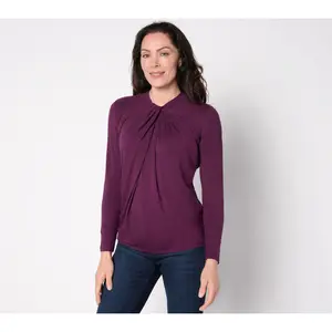 BEAUTIFUL by Lawrence Zarian Twisted Neckline Long- Sleeve Knit Top