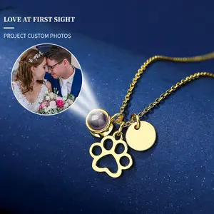 L$Mcat Footprint Photo Pendant Fashion Versatile Surprise Valentine's Day Object Projectionpet dog necklace gifts for girlfriend i love my girlfriend gifts for mom necklaces for women chain / chains,custom gift