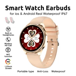 X11 Lovers' style Smart Watch 2-in-1 (with Earbuds), 1.27-inch Smart Watch (for iOS and Android) Waterproof Smart Watch Devices Wearable