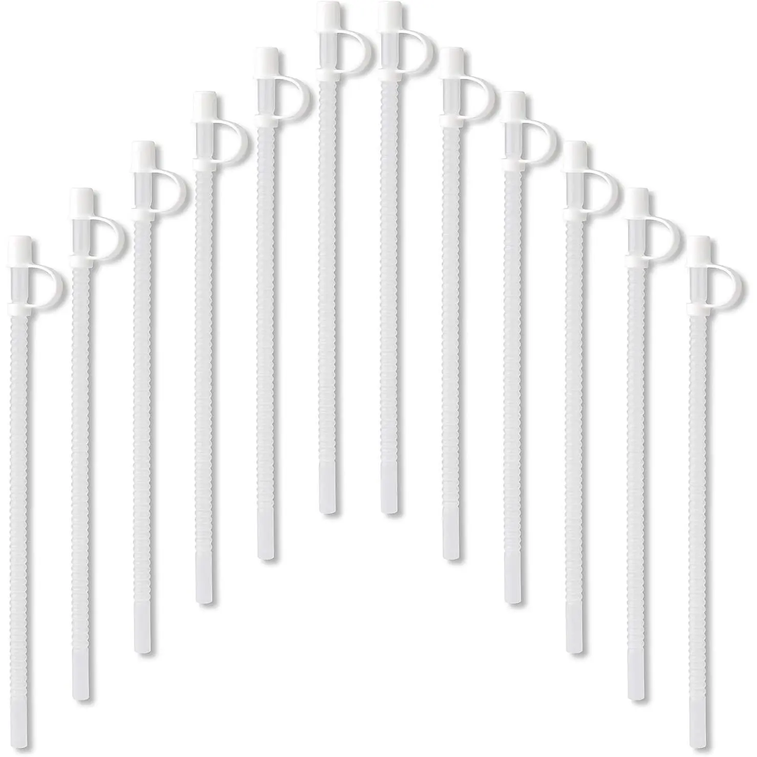 Reusable Plastic Straws with Caps, Bendable Straws for Drinking Cups, Flexible Straws for  and Convenience Store , 11 inch Reusable Straws