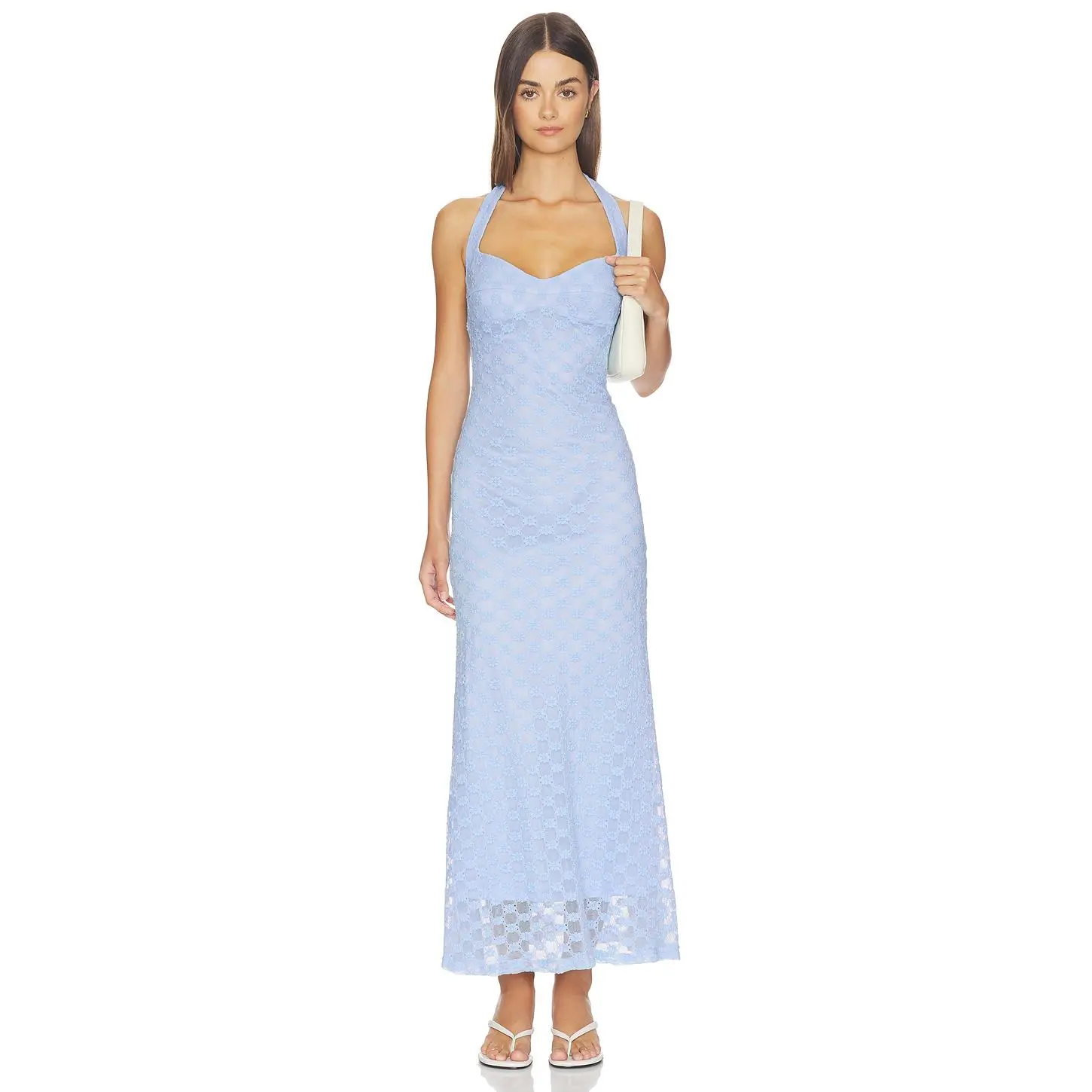 Bardot Mariko Halter Neck Midi Dress in Cornflower