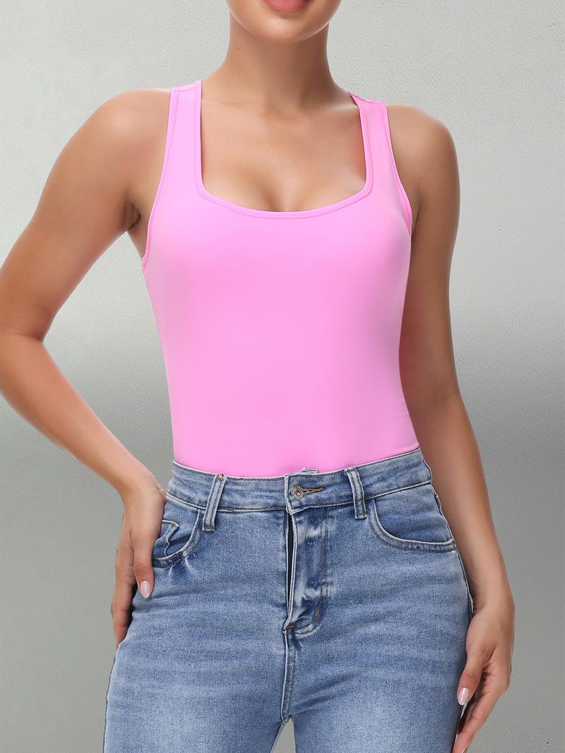 Women's Backless Bodysuit,Sleeveless Spandex Design Cute Solid Color - Soft Stretch for Workout/Beach/Yoga
