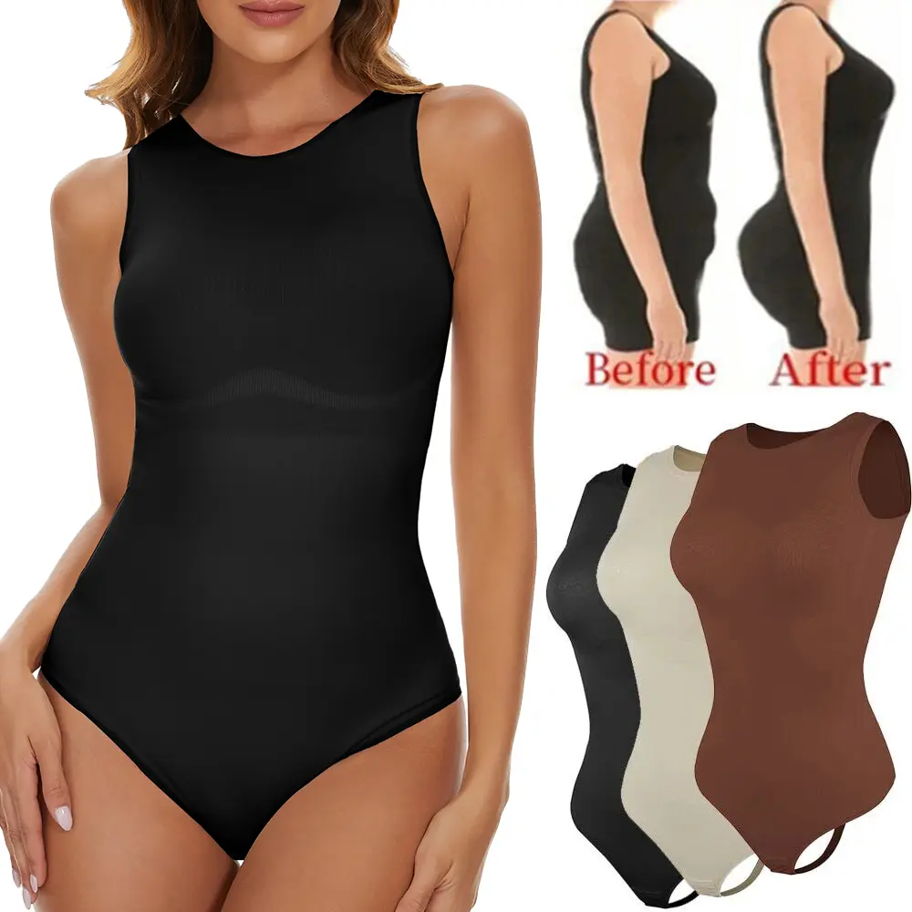 Women Sexy Halter Neck Sleeveless Thong Bodysuits Leotard Tank Tops Trendy Racerback Body Suits Body Shaper